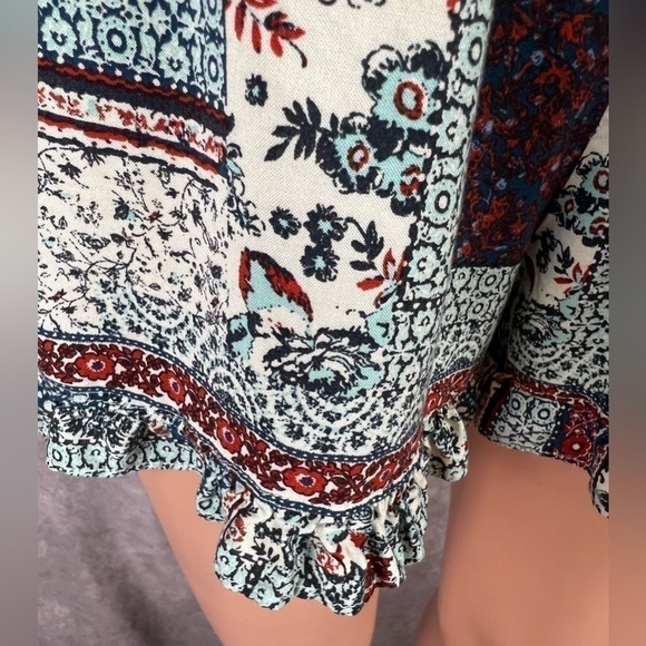 Mossimo Patchwork Print Cute Romper, w/Ruffled Hem. Sz XS - Picture 4 of 8